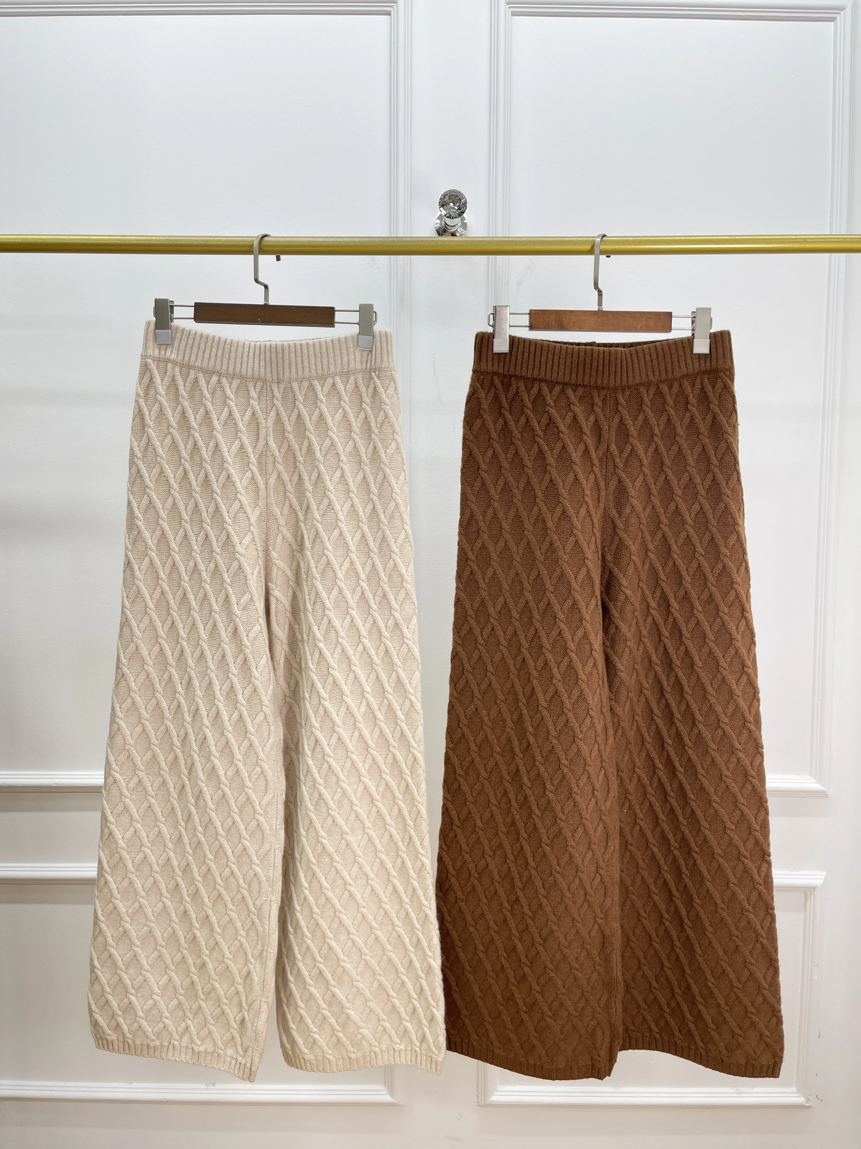 جديد الخريف/الشتاء أزياء عالية الجودة مزدوجة الصدر سترة الكشمير مع التلبيب وبنطلون الكشمير للنساء #4