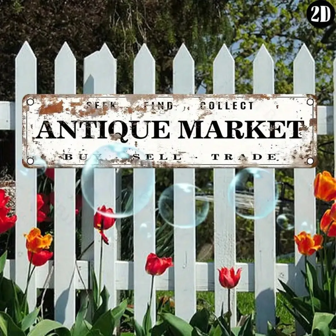 لافتة سوق ألومنيوم عتيقة، لوحة حائط ريفية 4 × 16، ديكور معدني مقاوم للماء مطبوع بالأشعة فوق البنفسجية للمنزل والبار والمقهى والهالوين والغرفة