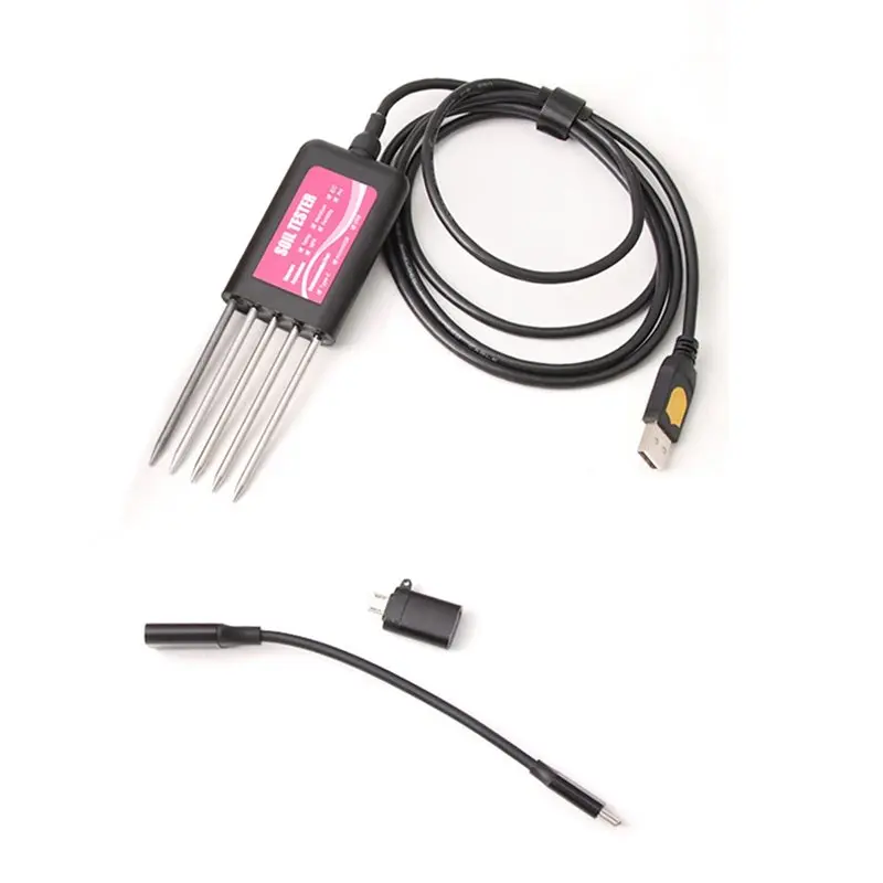 PZHI 8-in-1 Soil Sensor Tester - USB PH EC Moisture N P K Temperature Fertility Detector for Garden