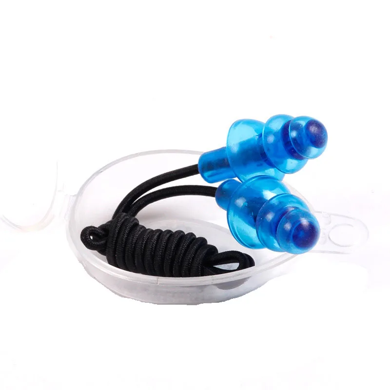 1 Pair Swim Earplugs Protective Noise Reduction Comfort Earplugs Silicone Soft Ear Plugs PVC Rope Earplugs Protective for Swim