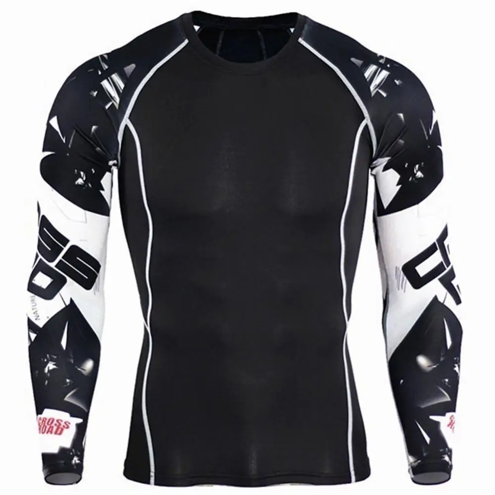 2Pcs/Set Men Printed Tracksuit Compression Shirt Pants Workout Rashguard Tights Summer Short-sleeved T-shirt + Trousers Jogging