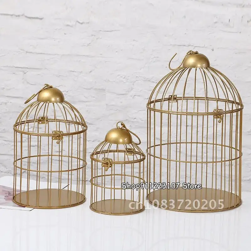 Jaula de pájaros de hierro retro europea, soporte de flores, jaula de pájaros para balcón, decoración al aire libre, suministros para mascotas, jaula decorativa para pájaros