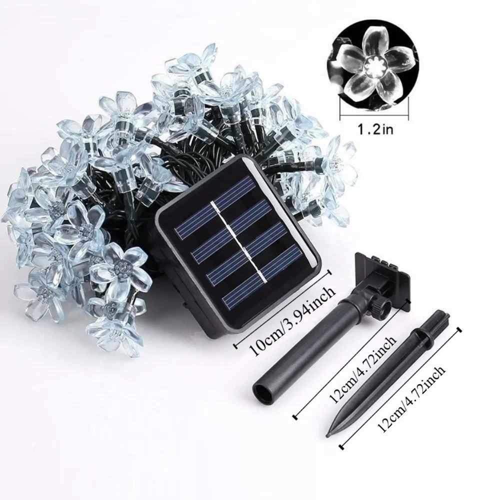 Waterproof Solar Flower String Lights Warm White 7m/12m Solar Garlands Light Auto on/Off 100 LED Sakura Lamp Party Wedding
