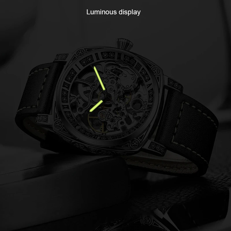 Men Top Brand Mechanical Watch Fashion Business Waterproof Sport Automatic Watches Man Luxury Luminous Clock Skeleton Wristwatch