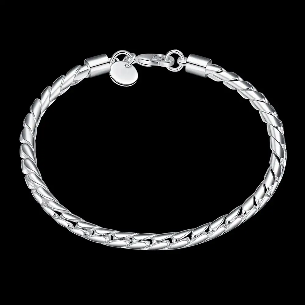 

New 925 Sterling silver Bracelets charm 4MM Snake chain for women men Wedding party Christmas Gifts hot Fashion Jewelry