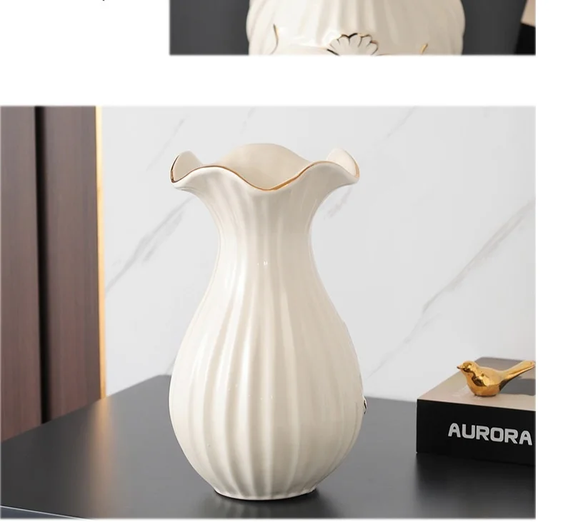 Ceramic vase 3D Stereoscopic dried flowers arrangement wobble plate living room entrance ornaments home decorations