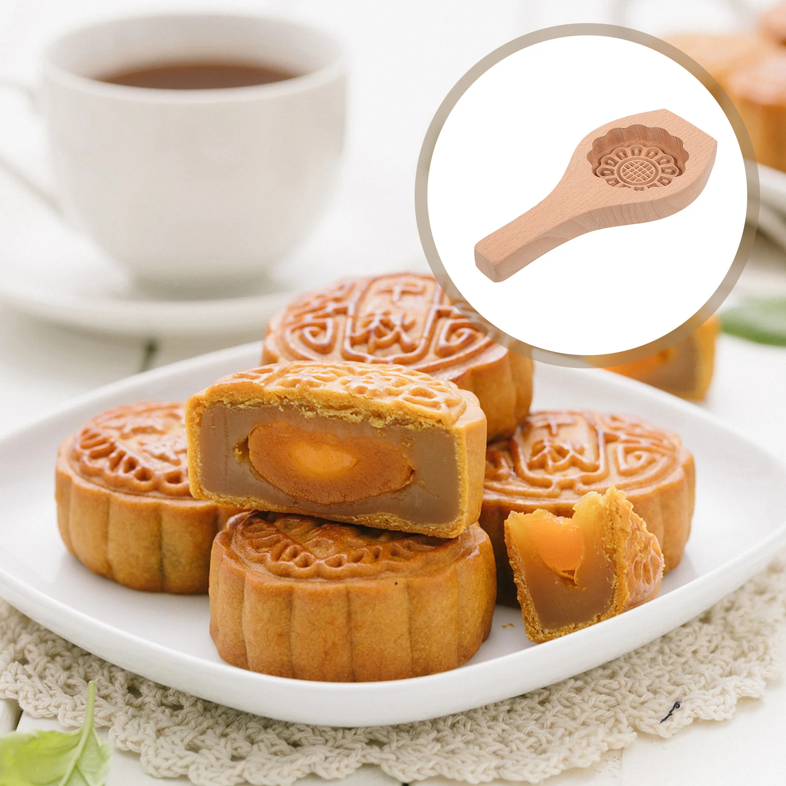 

1Pcs Wooden Mooncake Mold Safe Eco Friendly Material Kitchen Baking Gadget Creative Mooncakes Household Baking Accessory