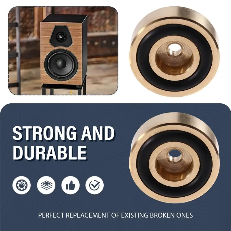 Y47A Amplifier Feet Pads 4PCS 30x10mm, Shockproof Copper Spikes for Speaker Turntable, Anti-Vibration Base Pads for Audio
