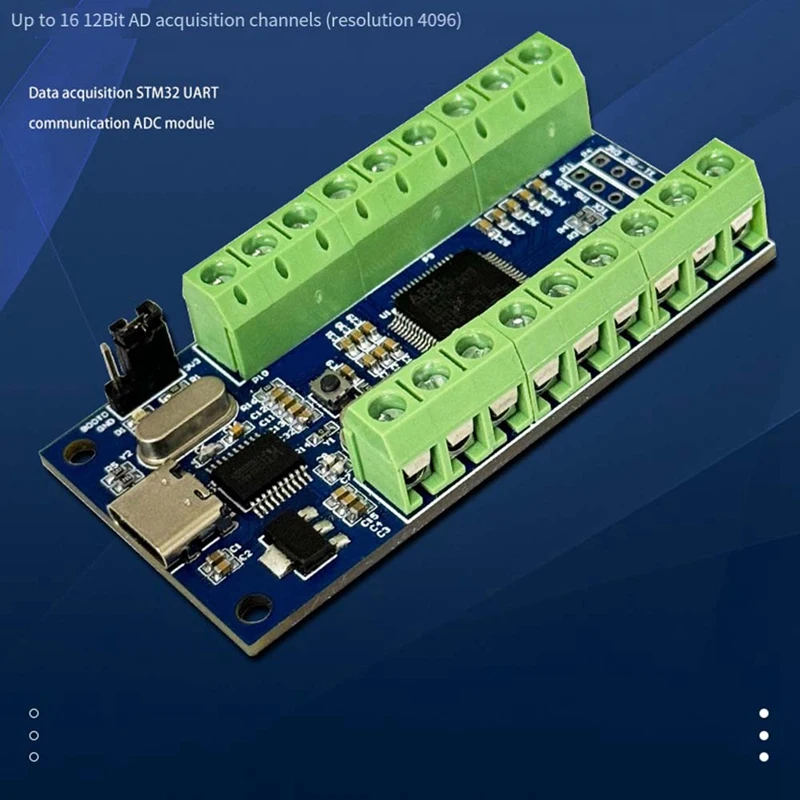 USB интерфейс, 16 каналов, 12 бит, модуль сбора данных STM32 коммуникационная плата интерфейса Uart ADC