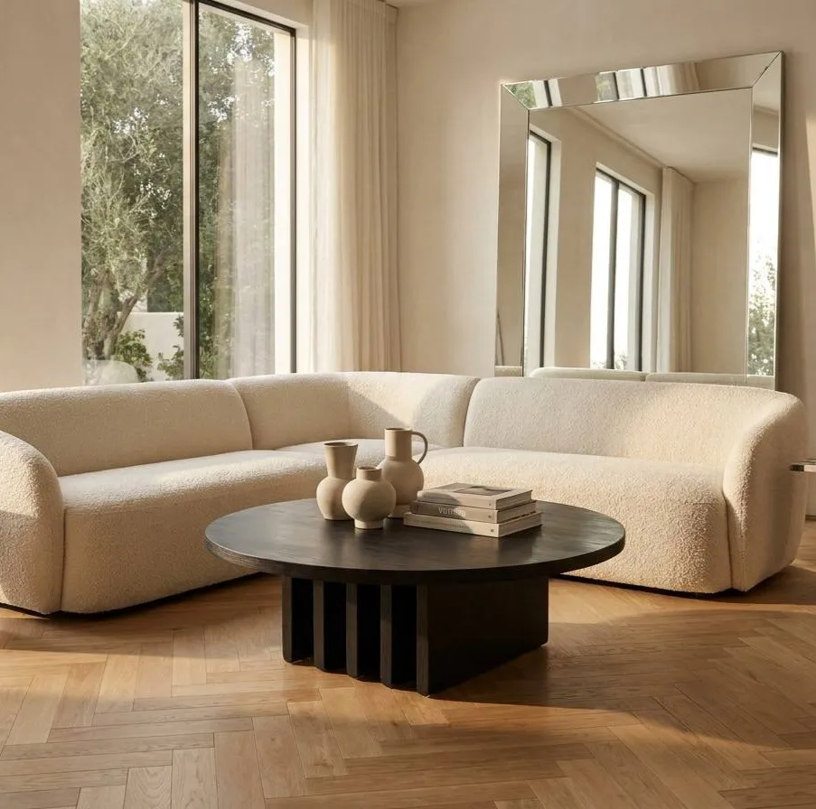 #￥Luxury Durable Coffee Table Pedestal Base Oak Veneer Engineered Wood Modern Centerpiece Bespoke Customization