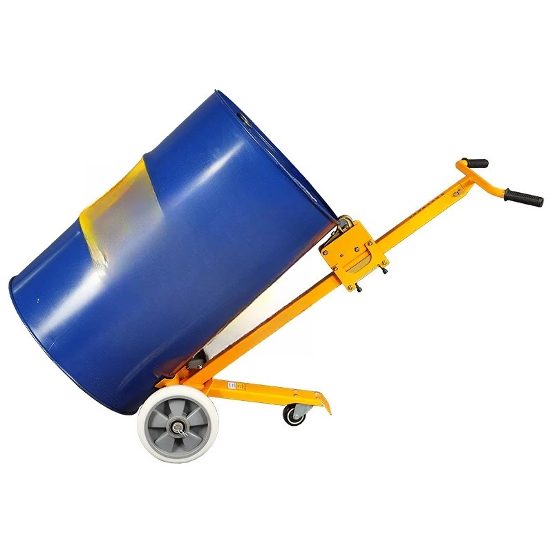 

Manual hydraulic oil drum truck forklift 200 liters large oil drum handling tool cart mobile trolley