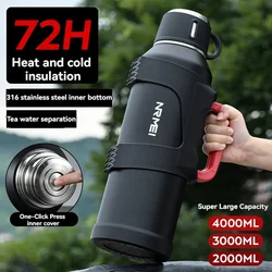 3L/4L Outdoor Stainless Steel Thermos Water Bottle with Handle Leak-proof Portable Insulated Bottle Double-wall Vacuum Flasks