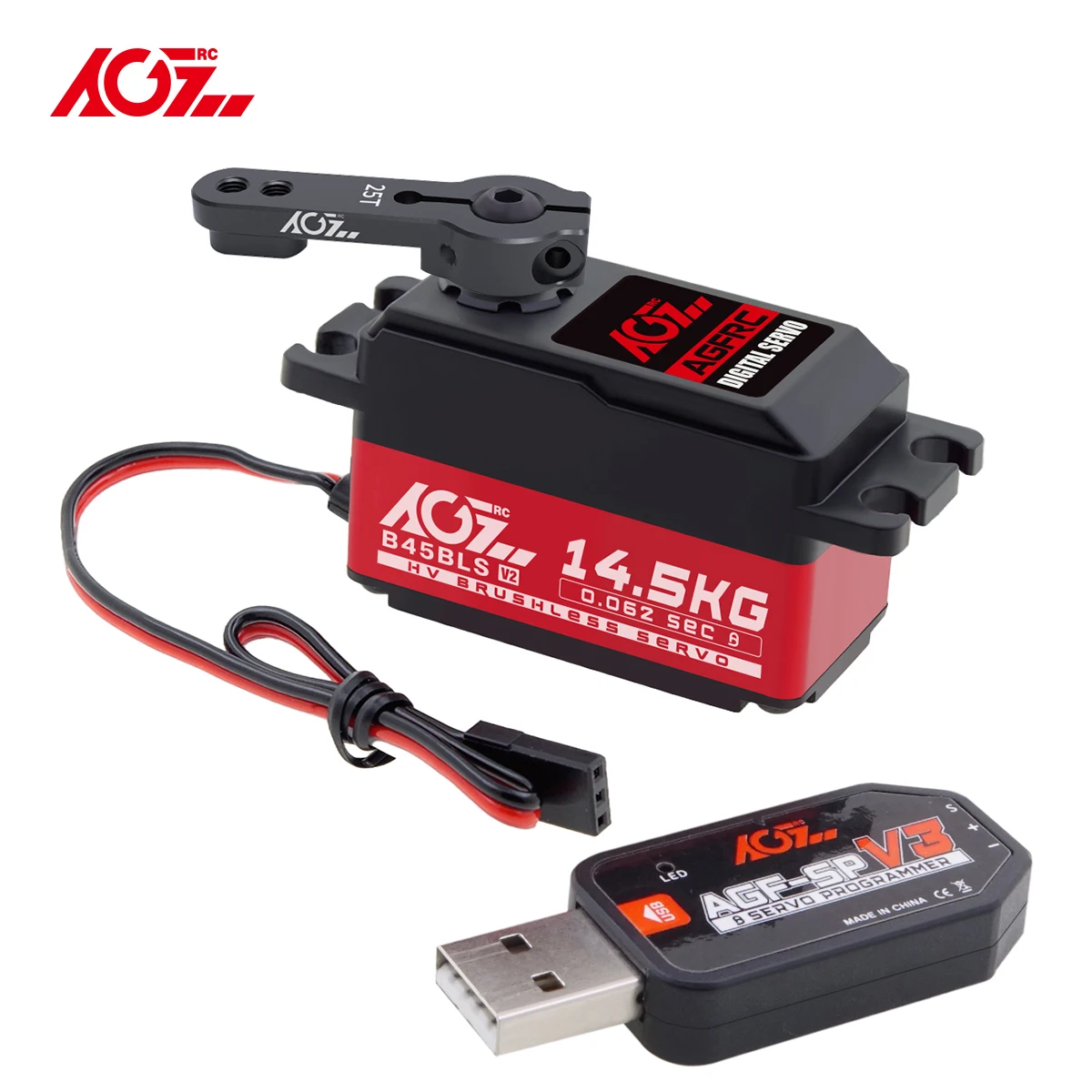 AGFRC B45BLS V2 48g HV 2BB Steel Gear 14.5KG Brushless Low Profile Fast Speed Servo Motor For 1/10 1/12 Scale RC Drift Car Boat