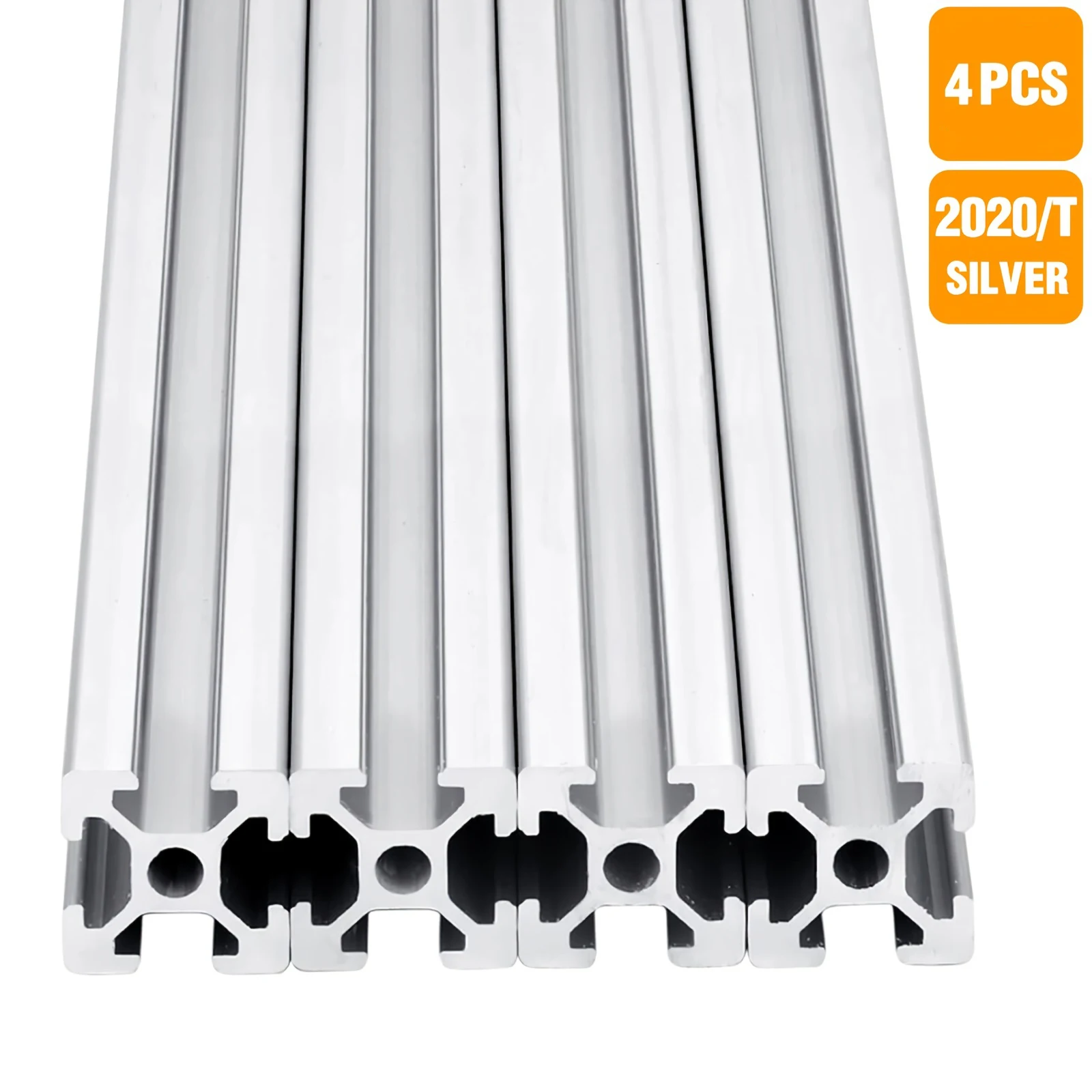 

4 шт., серебристые алюминиевые профили с Т-образным пазом, европейский стандарт, анодированные экструдированные алюминиевые профили, аксессуары для 3D-принтеров «сделай сам»