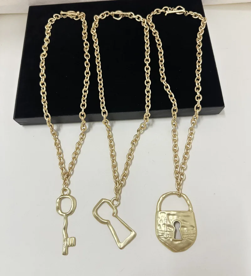 جديد وصول سبائك معدنية مفتاح القفل قلادة قلادة للنساء مجوهرات هدايا حفلة عيد ميلاد سترة إكسسوارات عقد #6