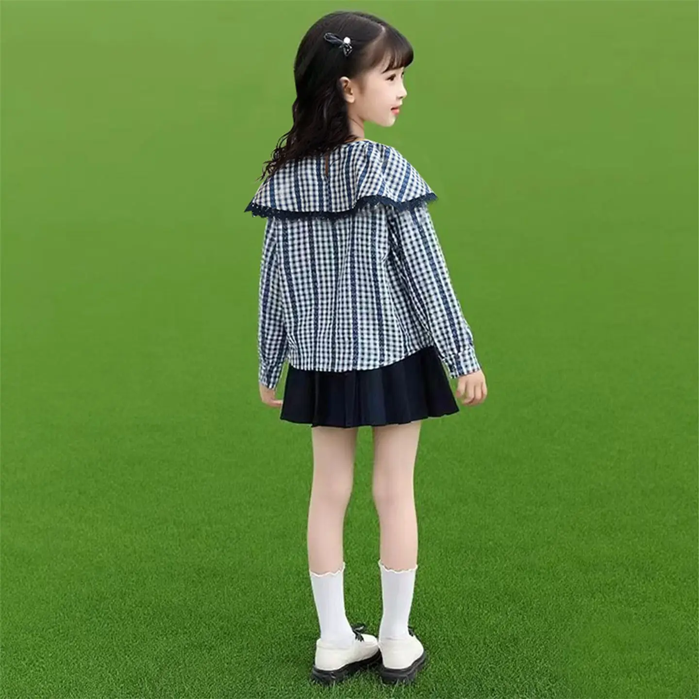 Girl's Plaid Shirt Autumn 2026 New Korean Style Trendy Long Sleeve Collared Children's Clothing Fashionable Cotton Blouse