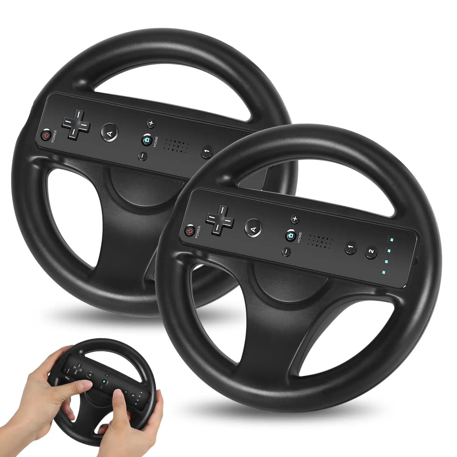 Volante para Nintendo Wii, Control Remoto, Juegos de Carreras, Volantes de Carreras en Blanco y Negro para Accesorios de Wii