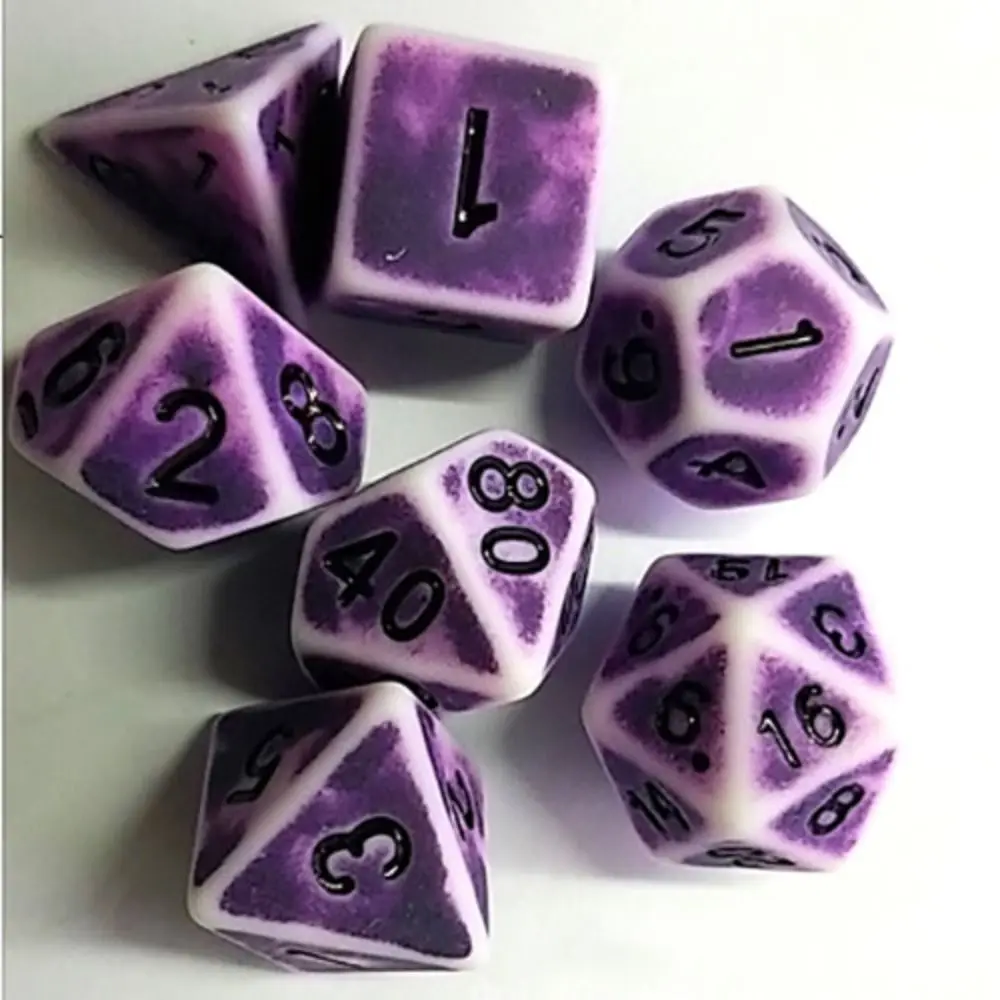 7 buah Set dadu polihedral efek Retro akrilik untuk papan permainan DND unik keren untuk perlengkapan pesta permainan papan RPG