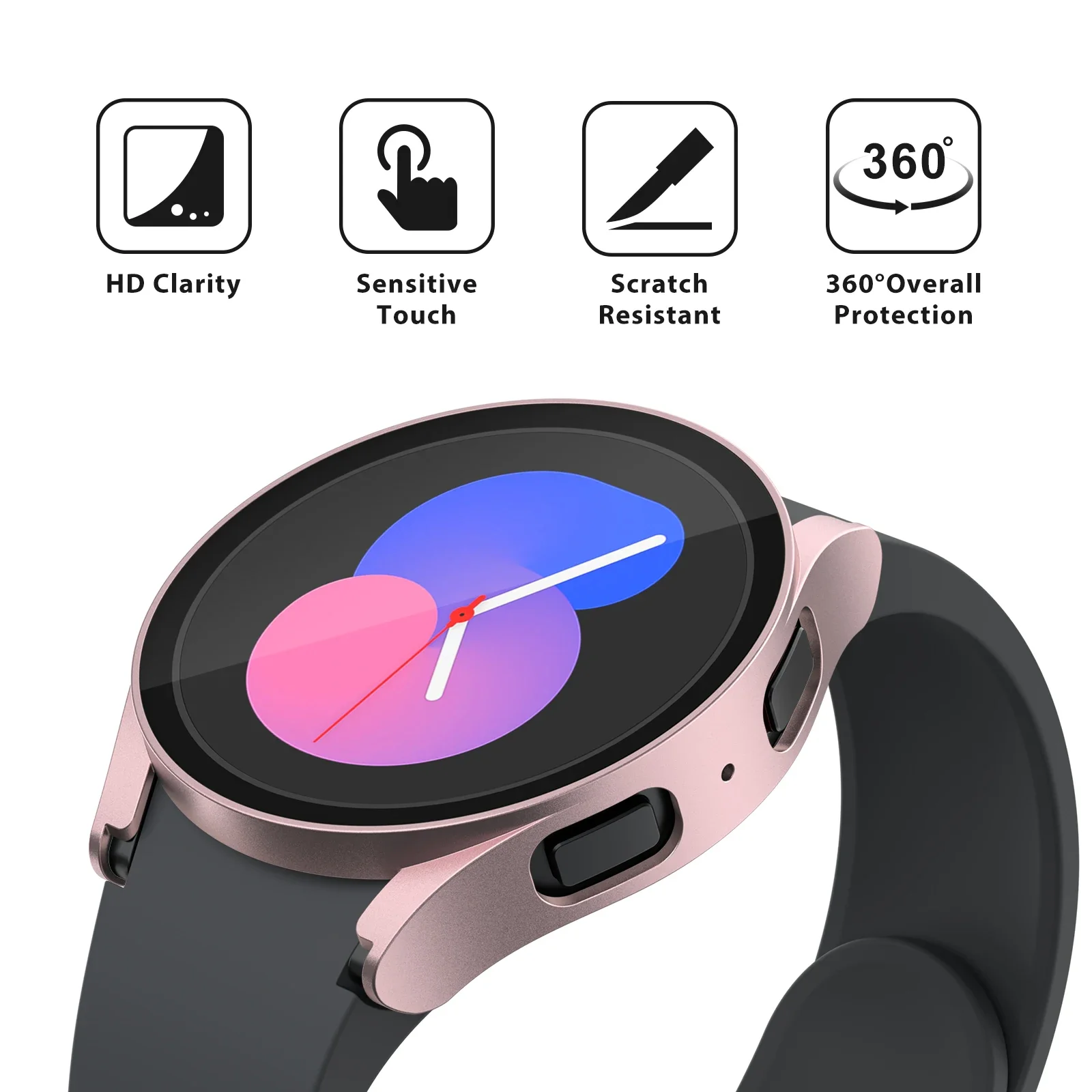 Tempered Glass Watch Case for Samsung Galaxy Watch4 5 6 44mm 40mm All Coverage Protecter Bumper Cover for Galaxy Watch 5 6 Shell