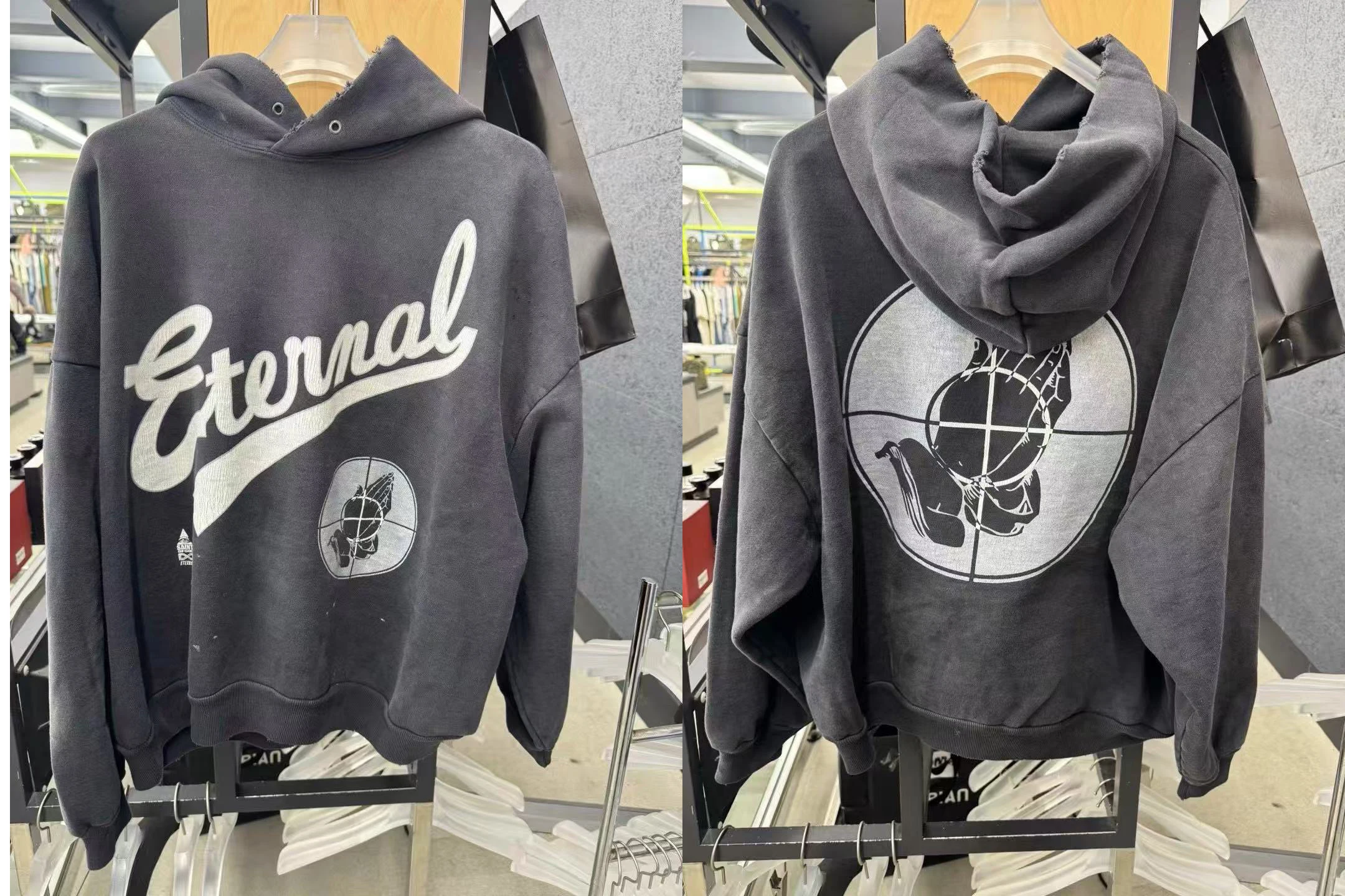 نوعية جيدة سانت هوديي سترة هول الشعار الكلاسيكي غسلها والمتعثرة النساء الرجال شارع العليا أزياء المتضخم هوديي #1