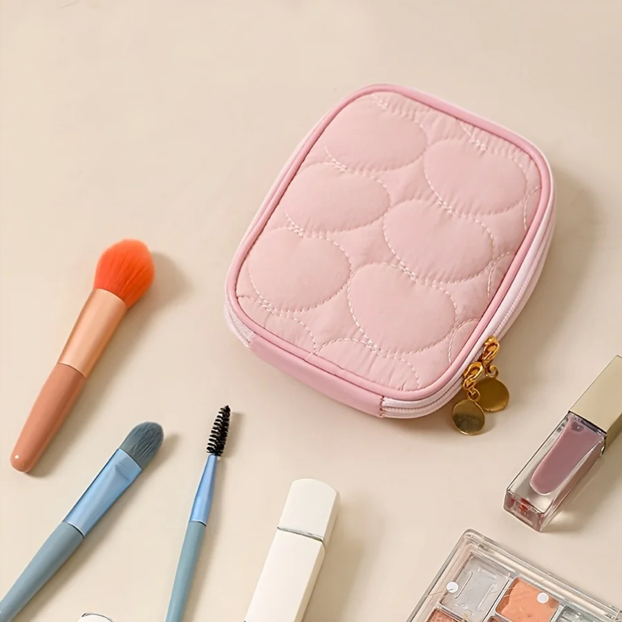 Bolsa de maquillaje portátil para toques, mini bolsa de almacenamiento de cosméticos para lápiz labial, organizador multifuncional de gran capacidad, bolsa de aseo