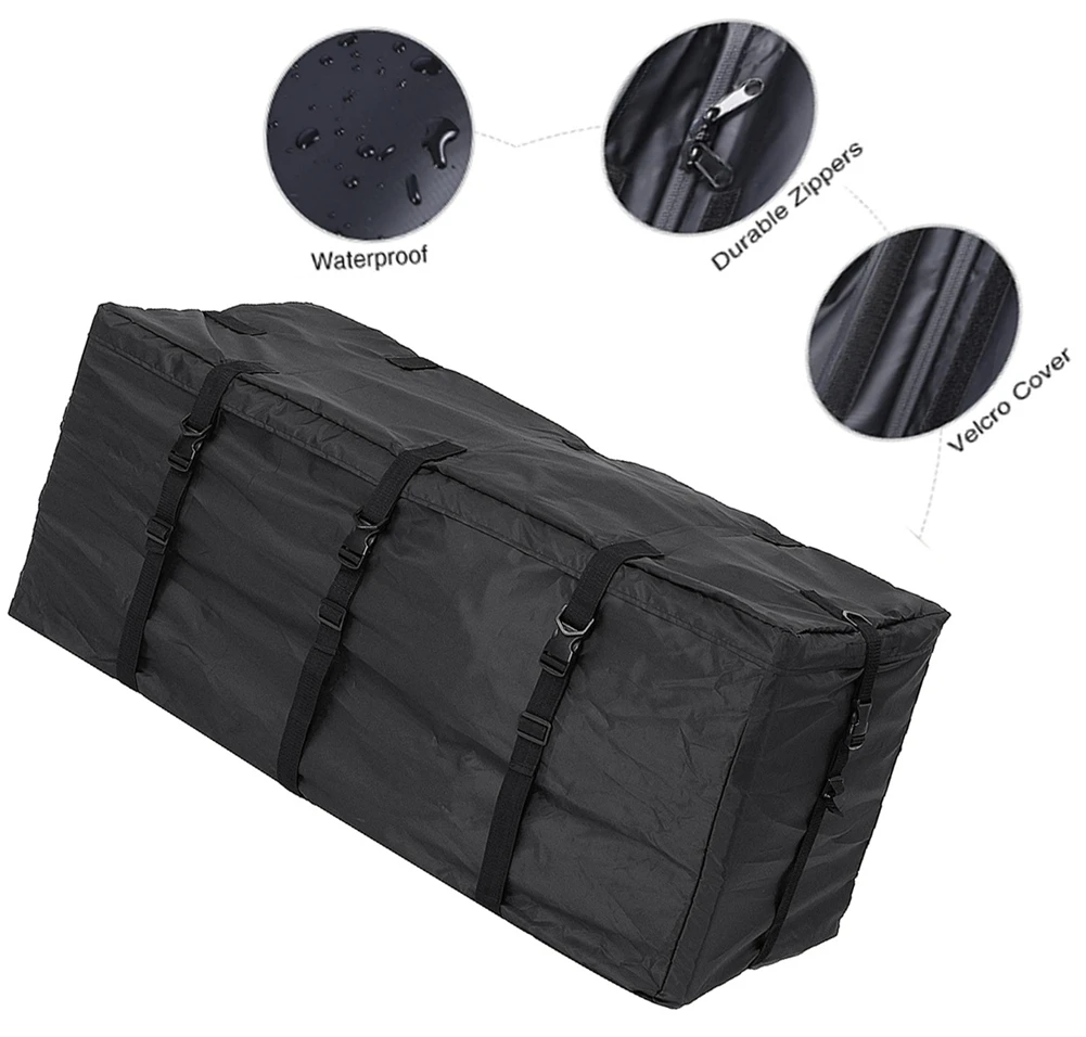 Fotografia 6: Bolsa transportadora de carga para teto de carro 600d, tecido oxford, à prova d'água, organizador de armazenamento dobrável para viagem, para carro, suv, vans, caminhão