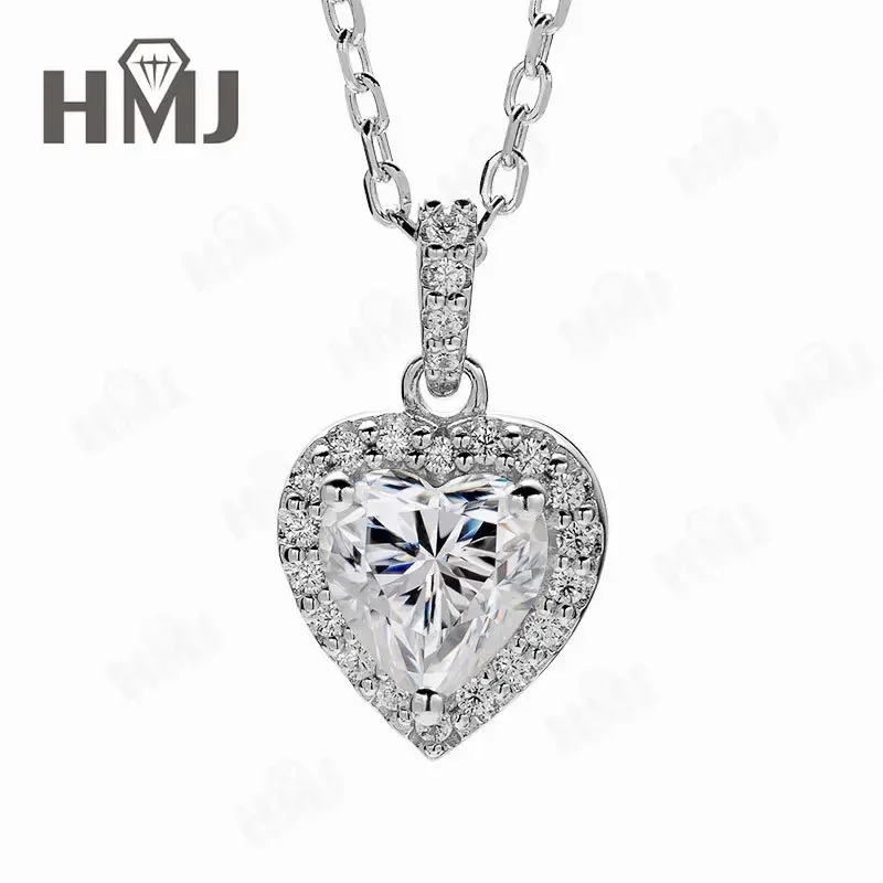 Heart Cut Earring Necklace Jewelry Sets D Color Moissanite 100% 925 Sterling Silver Plated 18K For Women Fine Wedding Gift