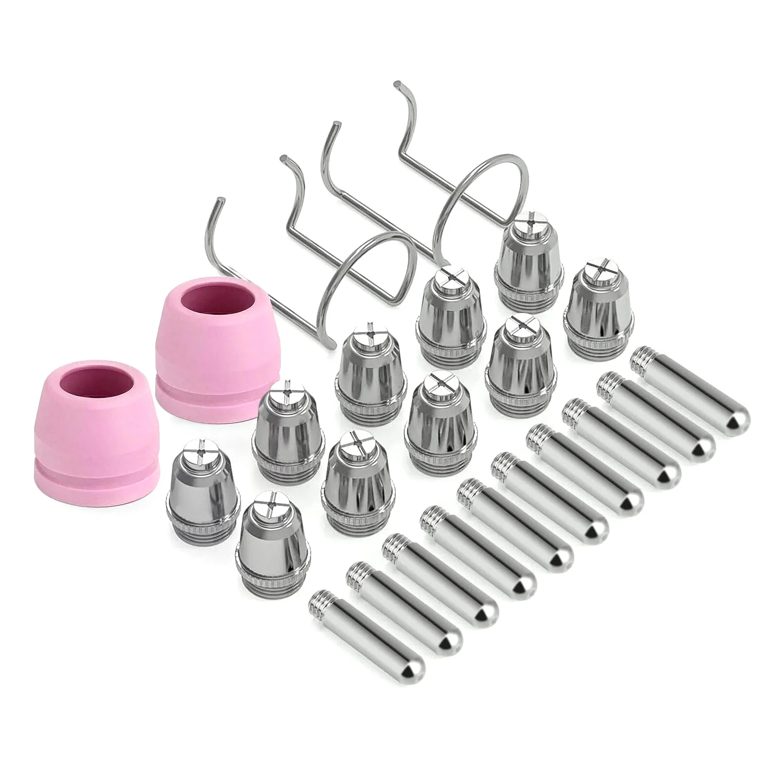 24PCS Plasma Cutter Consumables Kit for SG-55 AG-60 WSD-60 CUT60 10 Nozzles 10 Electrodes 2 Cups 2 Guides Set