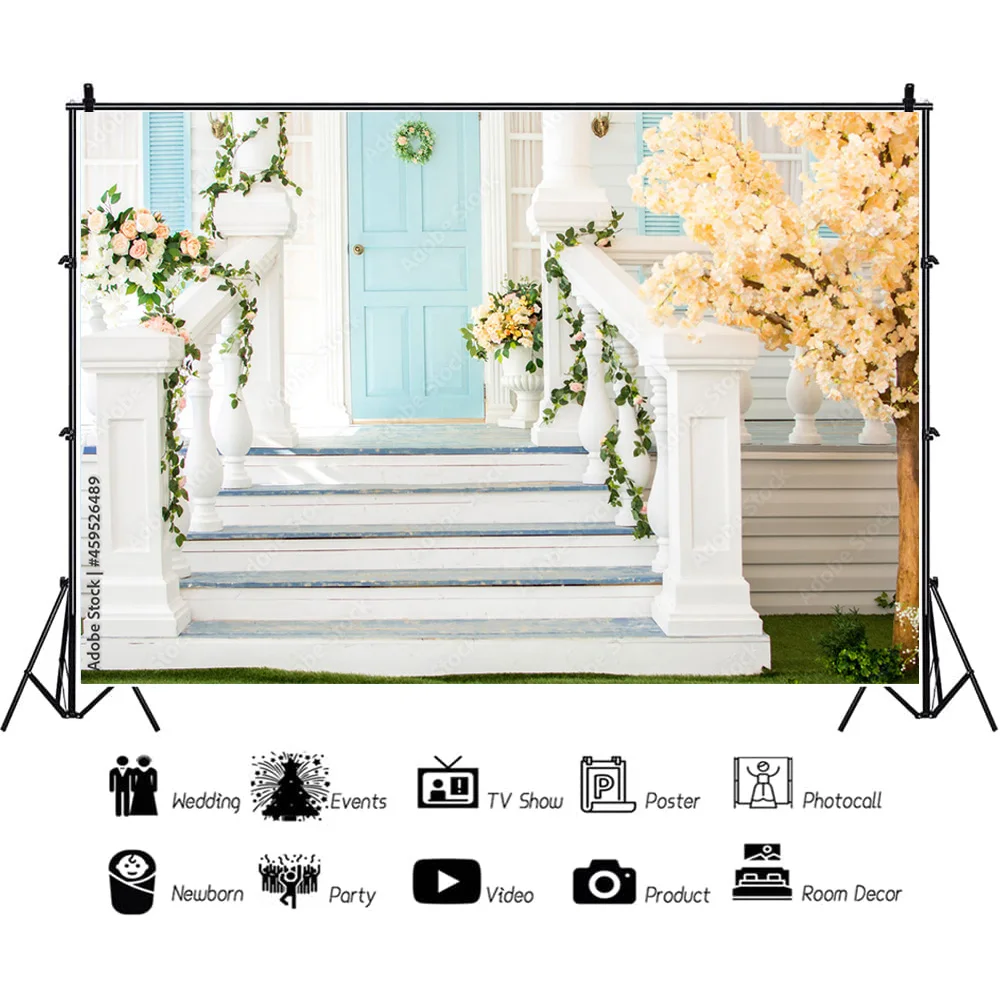 Streets Seaside Island Scenery and Plants Houses White Pigment Wedding Photos Photography Background Props HJD-07