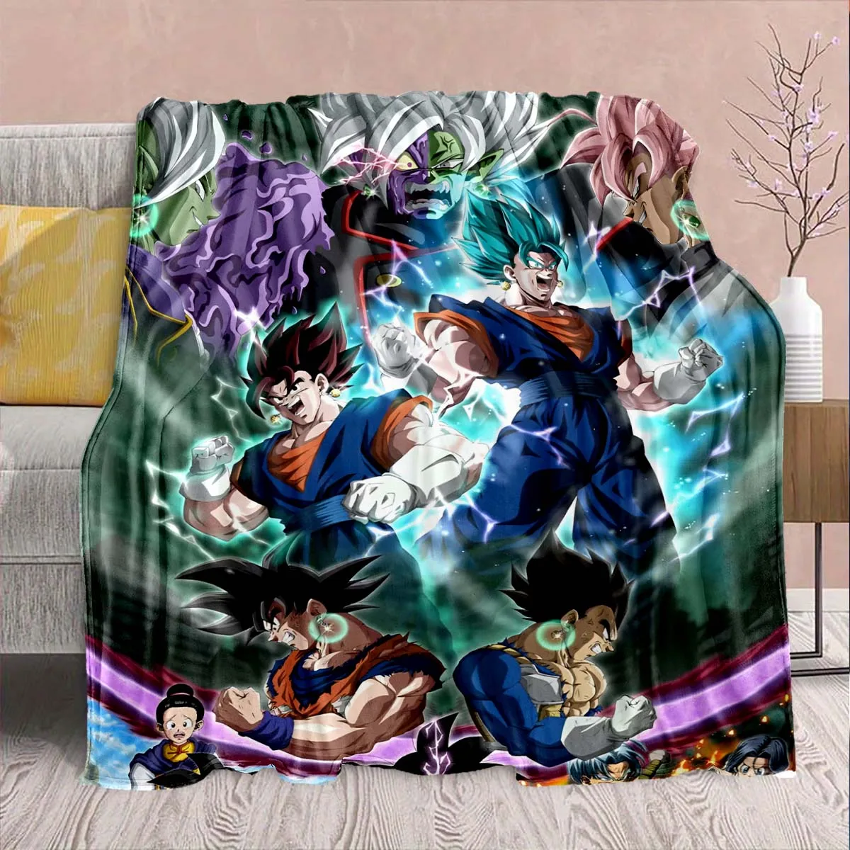 Dragon Ball Anime Flannel Blanket - Soft Warm Perfect for Sofa, Bedding Camping Travel Office Home Decor -QJY