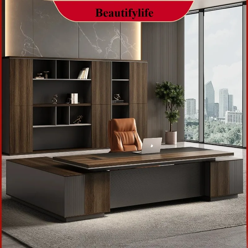E153 Office boss desk, light luxury, high-end general manager desk, large desk, modern and simple supervisor table