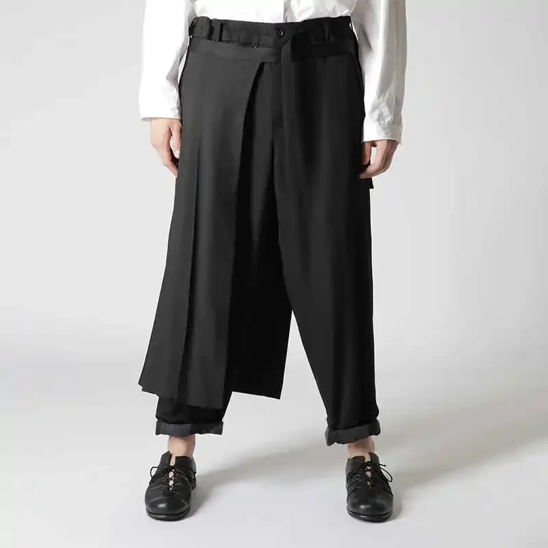 

YOJI OOAK wool detachable spliced skirt with apron waist casual pants