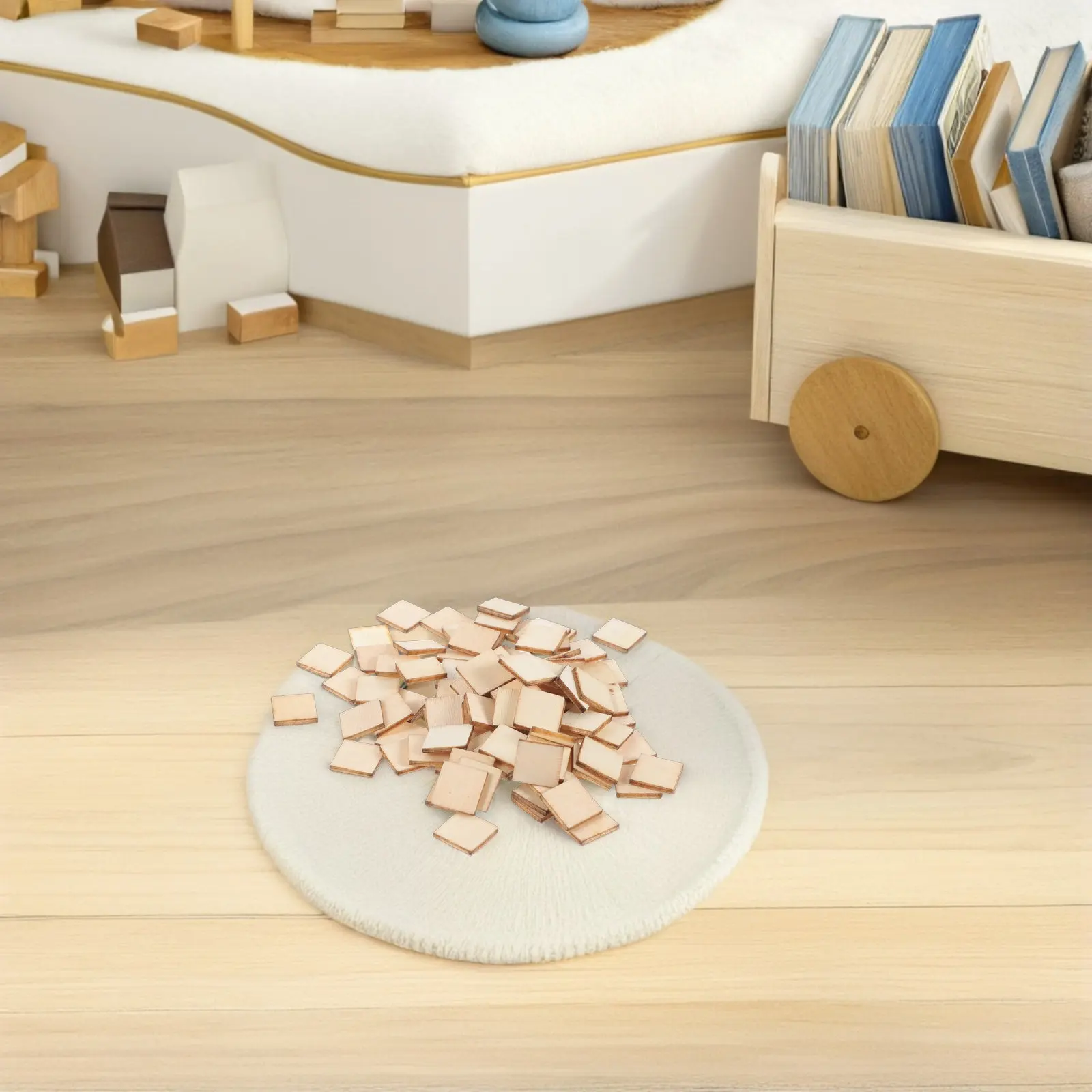 200Pcs Square Wooden Craft Pieces 4Cm Rustic Unfinished Wood Blocks Smooth Surface for DIY Art Projects Coasters Ornaments Party