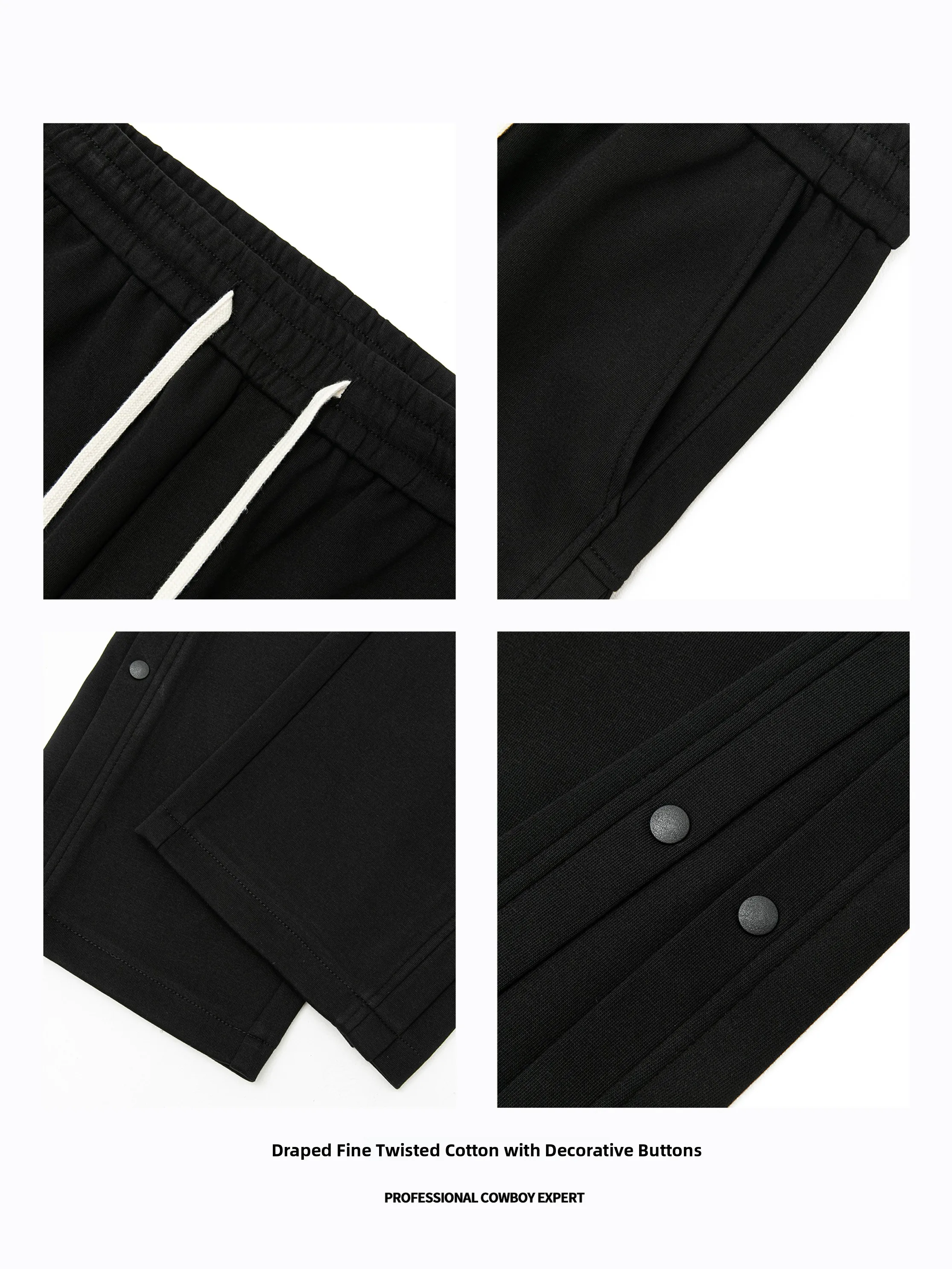 

Ninpure American Design Side Button Loose Straight Leg Men's Casual Pants Spring Autumn New Sle Wide Leg Faion Ci