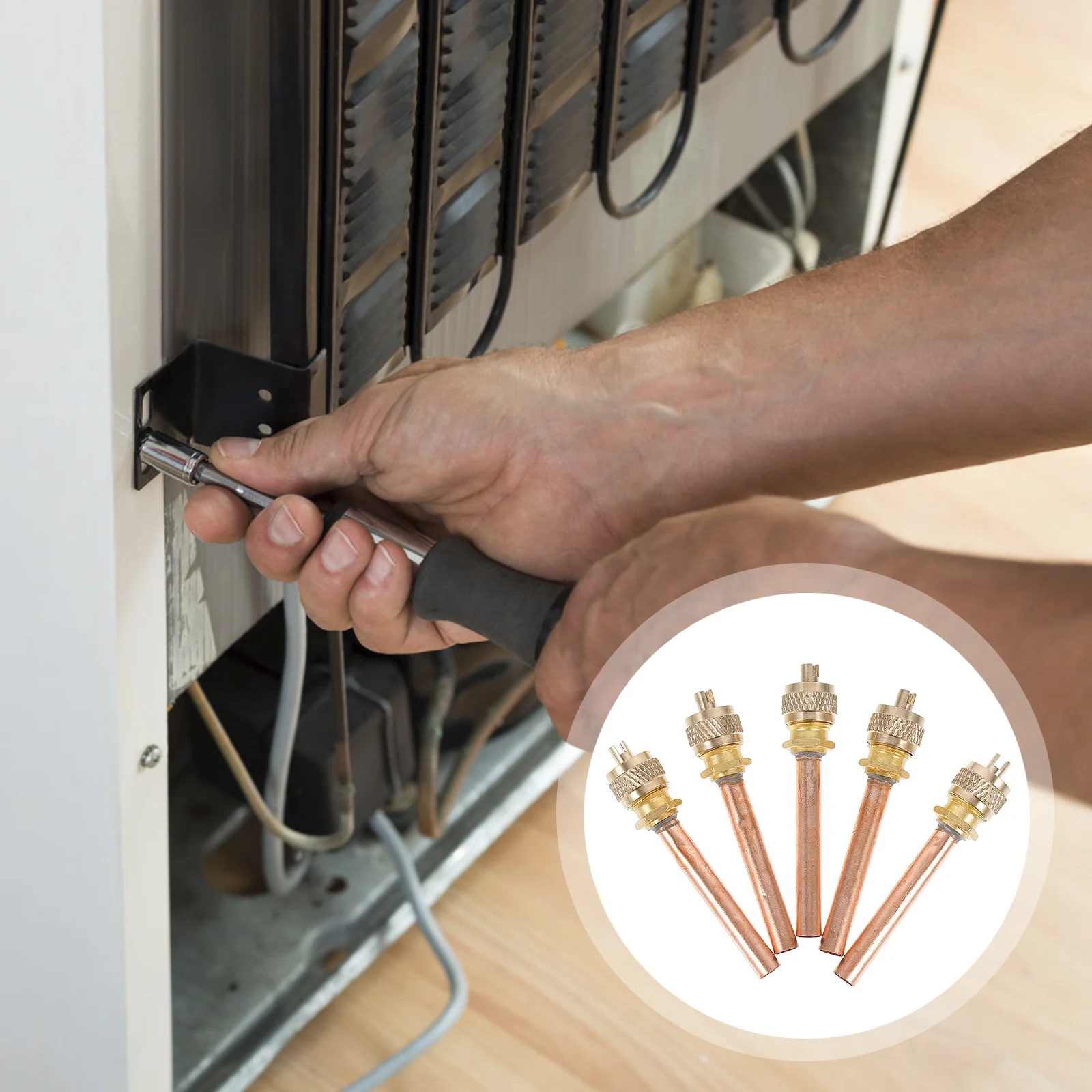 

5Pcs Service Access Valves Copper 6.3cm Long Air Conditioner Filling Refrigeration Hvac System Charging Valves High Performance