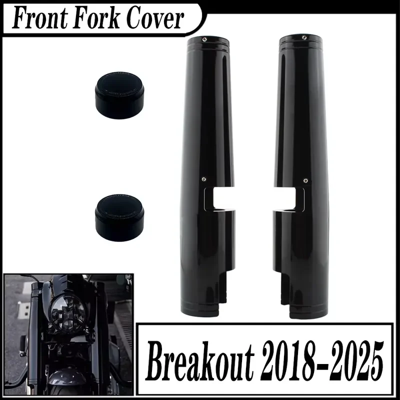 For FX BR Softail Breakout 114 117 2018-2025 Motor cycle Aluminum Black Full Front Fork Covers Tube Caps Protector