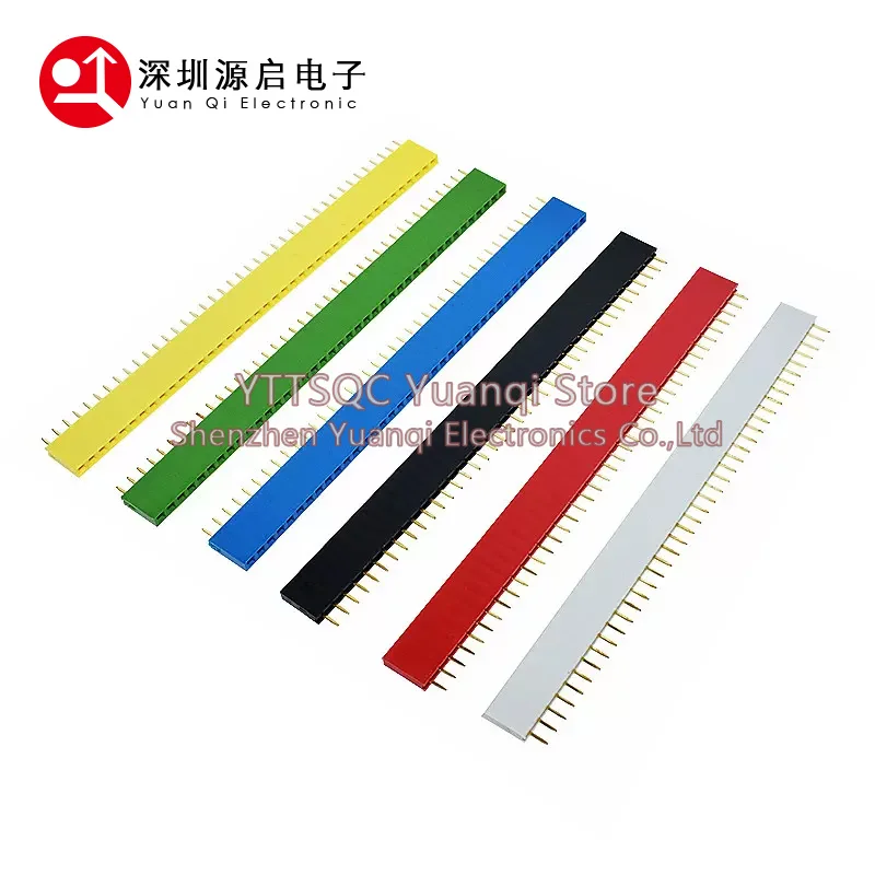 10pcs 2.54MM 1x40P Single Row Female Pin socket Female Header Connector 40Pin Red Green Blue Yellow White Black