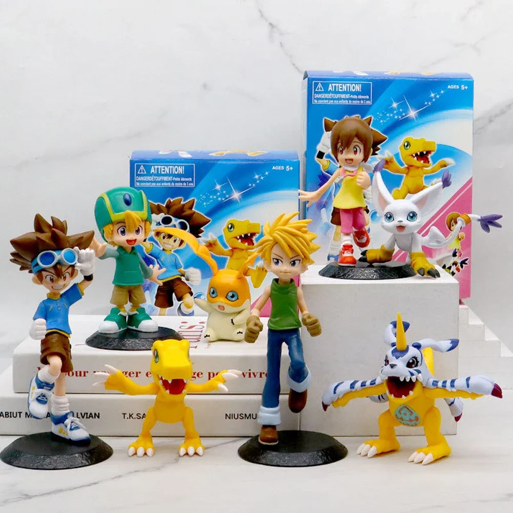 Digimon Adventure Figure 8-17cm Yagami Taichi Agumon Ishida Yamato Gabumon Yagami Hikari Tailmon Takaishi Takeru Patamon Anime