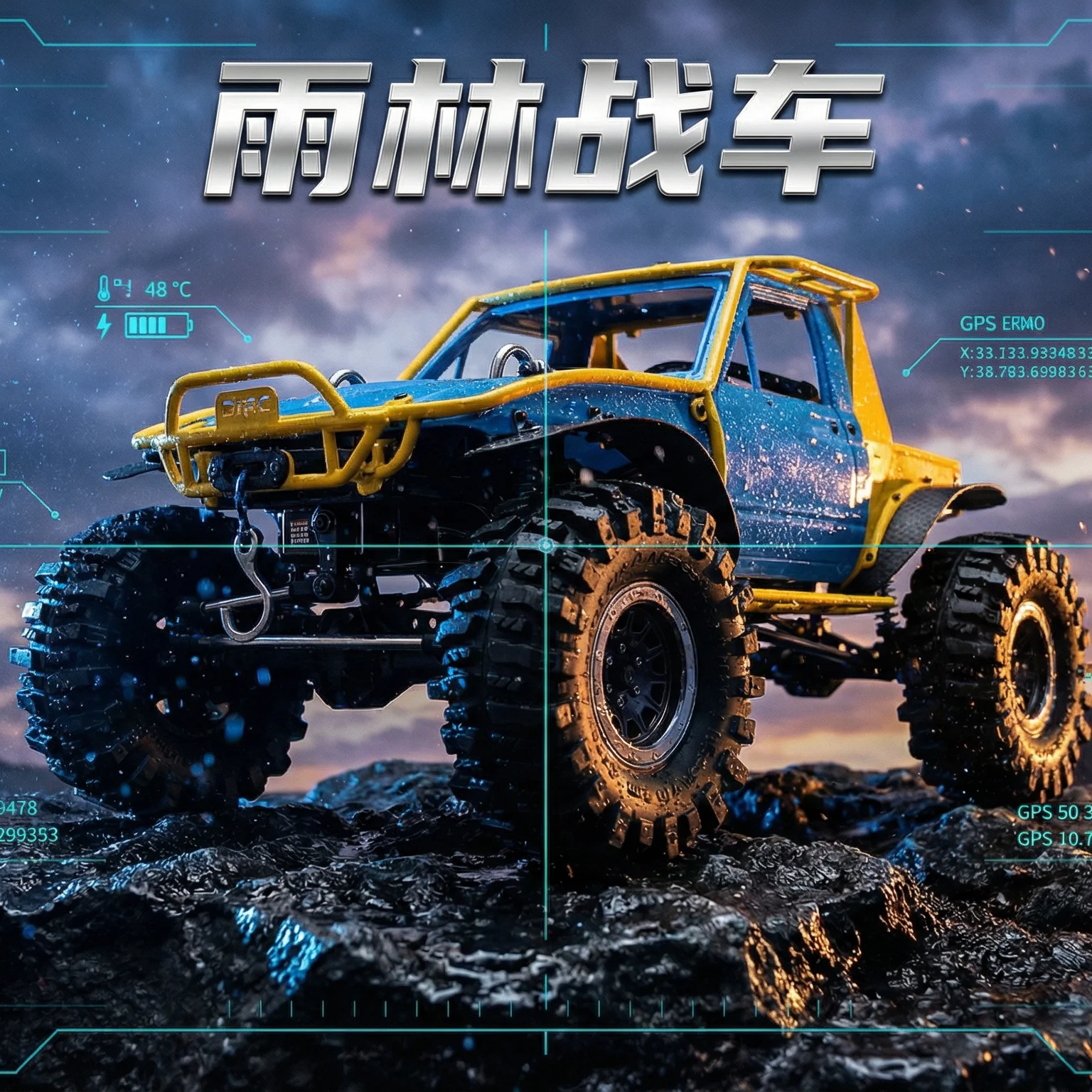 D1RC 1/10 RTR Crawler - Titanium Alloy Roll Cage, LCG Carbon Chassis, 4-Wheel Steering, Ready for Rainforest Competition​