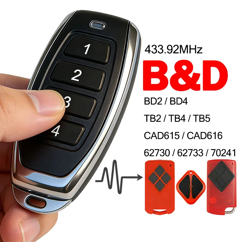 

For B&D BD2 BD4 TB2 TB4 TB5 CAD615 CAD616 62730 62733 70241 Garage Door Opener Gate Remote Control 433.92MHz Rolling Code