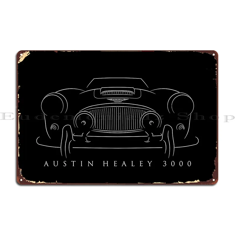 Austin Healey 3000 Front Stencil White Metal Plaque Poster Club Bar Garage Cinema Design Bar Cave Tin Sign Poster