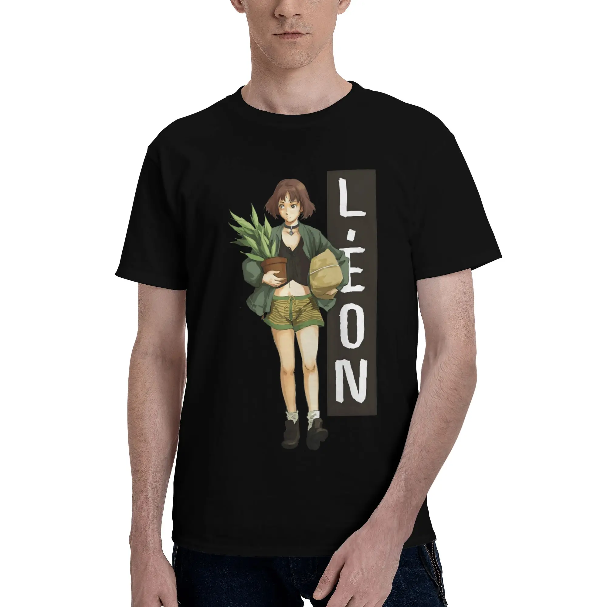 Custom Mens Leon The Professional T Shirt Short Sleeves Cotton Tshirts Classic T-shirt Leisure  Tee Slim Fit Clothing