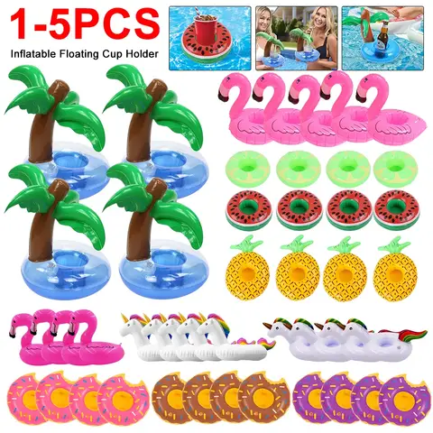 1-5pc 풍선 컵 홀더 플라밍고 음료 홀더 수영 플로트 입욕 풀 파티 장식 바 컵 받침 풀 액세서리