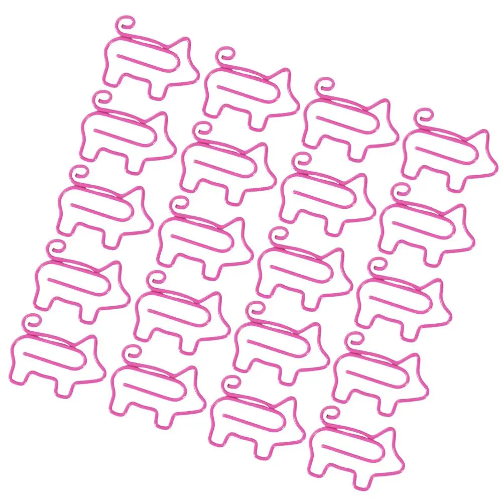 100 Pcs Pink Cartoon Pig Shaped Paper Clips Metal Office School Supplies Stationery Desk Accessories Gifts