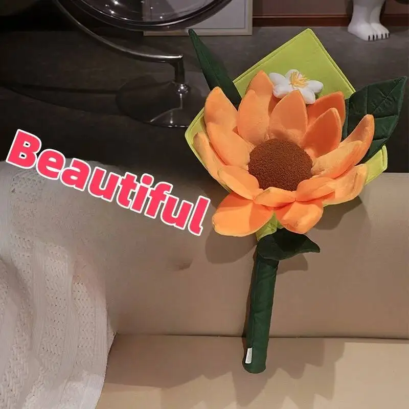 Juguetes de peluche de flores realistas de primera calidad, ramo de girasol relleno de gran tamaño, juguetes delicados y bonitos ramo desmontable, regalo romántico