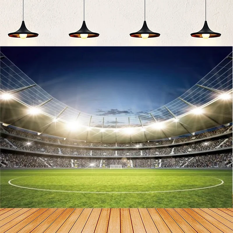 Fondo de fotografía Super Bowl Copa de campeón fútbol campo estadio pastizales Banner niño cumpleaños foto fondo cartel