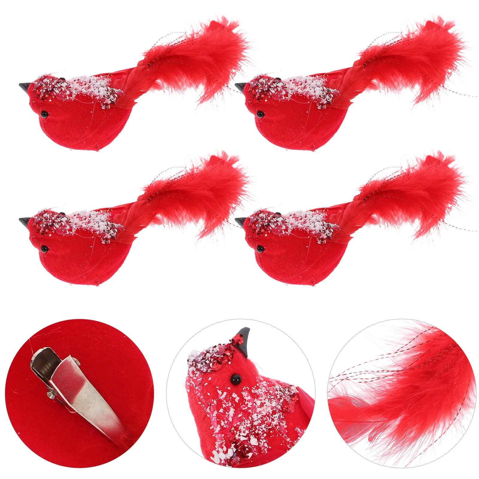 

12Pcs Artificial Red Birds Clip Realistic Plume Christmas Tree Wreath Ornaments Bird Decoration Home Decor Simulated Red Birds
