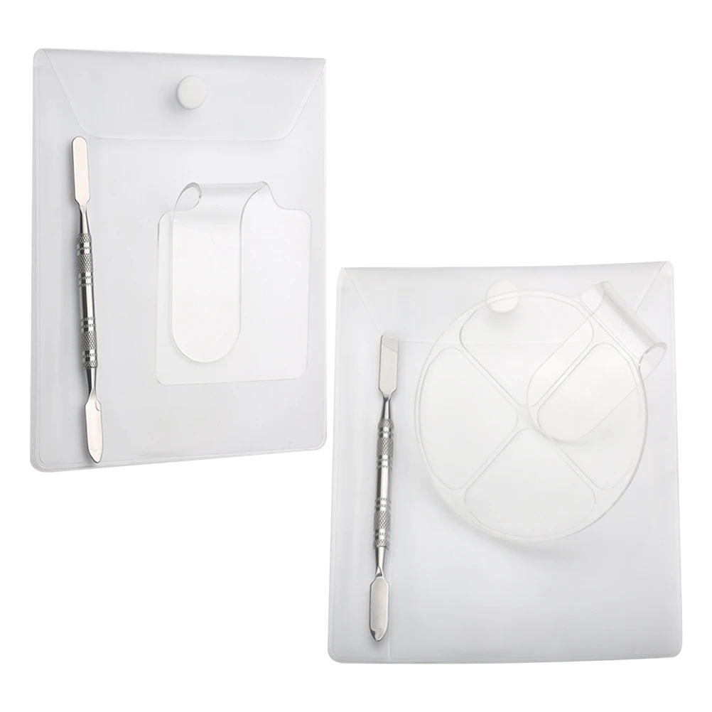 2 Sets Makeup Palette Nail Art Color Mixing Plates Durable Multi-purpose Ring Nail Art Palette Brush Storage Tools