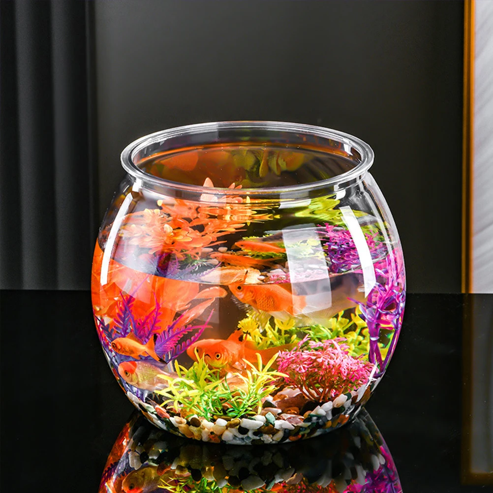 Clear Transparent Round Fish Tank Portable Small Fish Bowl Plastic light luxury Desktop Aquarium Bowl small ornamental fish