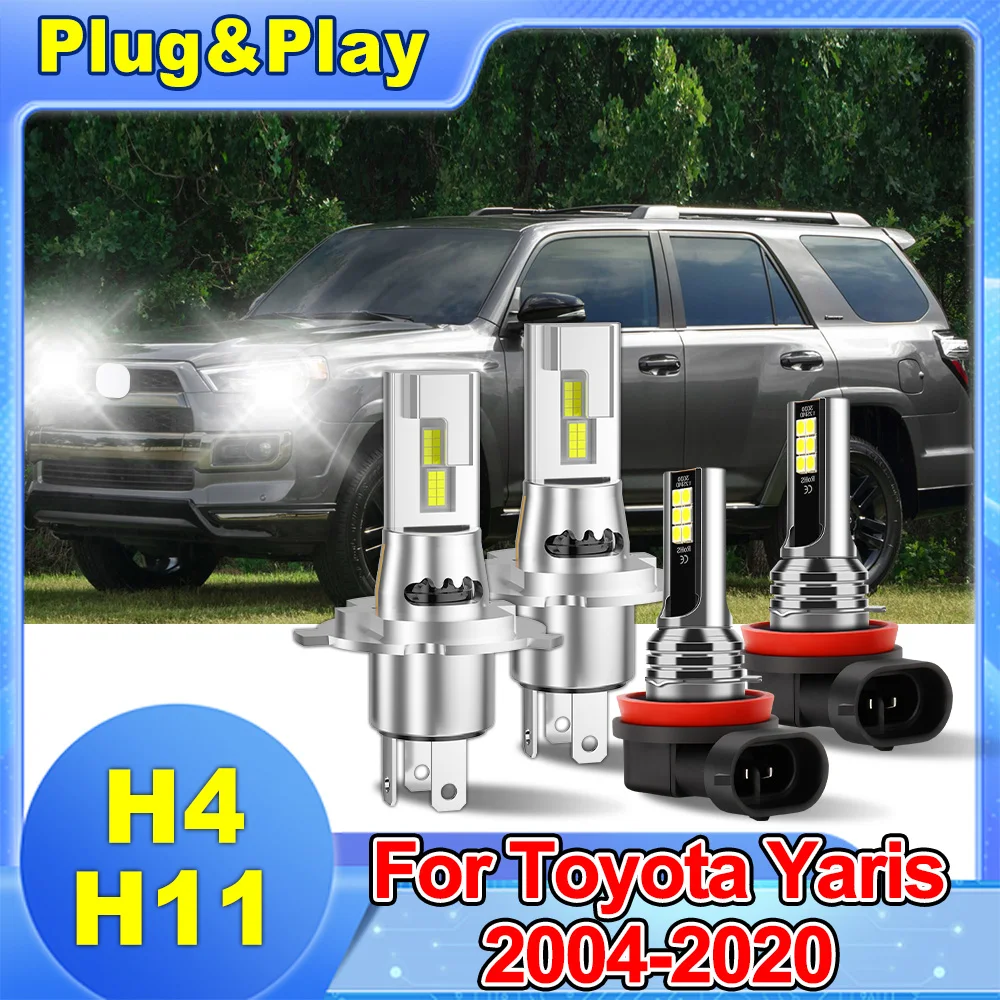 

Для Toyota Yaris 2004-2020 комплект для переоборудования светодиодных фар дальнего/ближнего света, противотуманные фары 3570 чипов CSP H4 H11, совместимые автомобильные фары